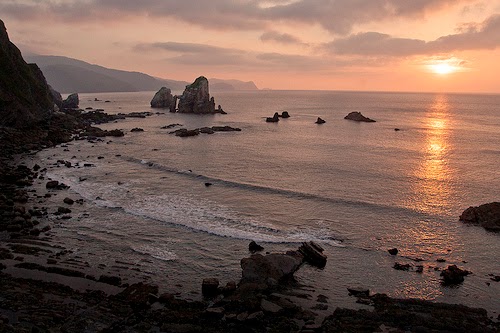 Panorama lungo la costa di Biscay Paesi Baschi, Spagna