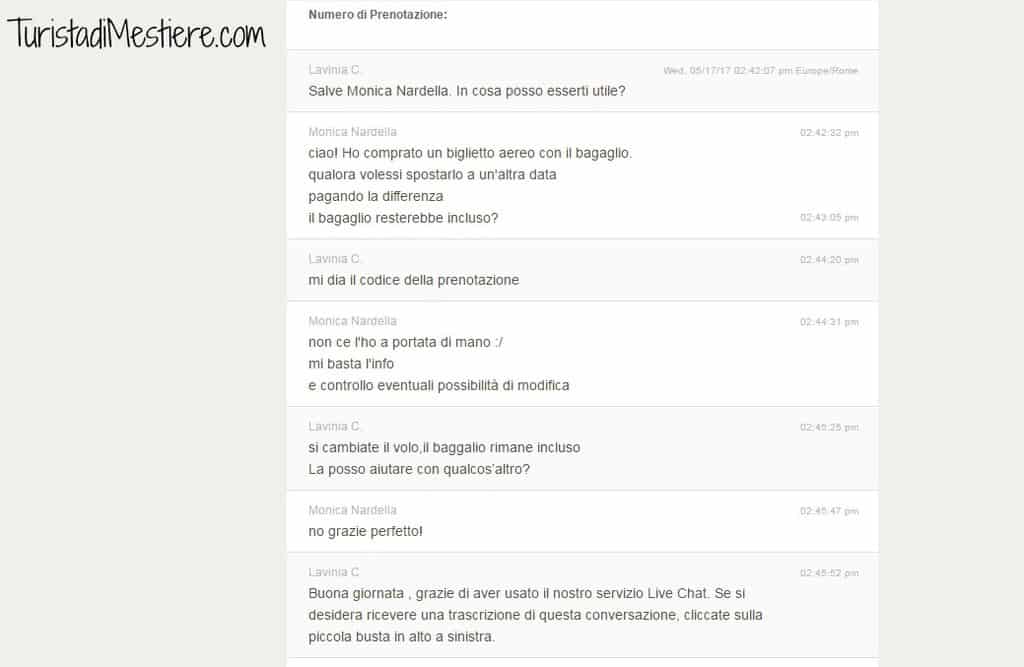 Chat Ryanair Bagaglio