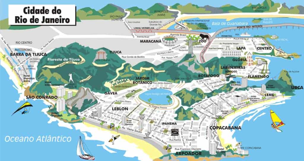 La mappa dei quartieri dove dormire a Rio de Janeiro