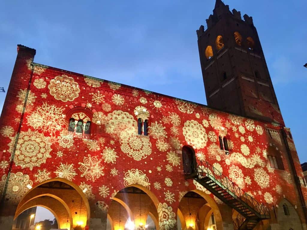 Christmas village Monza Arengario video mapping
