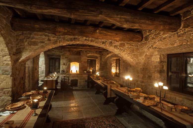 La cena nel refettorio dell'Eremito Hotelito del Alma in Umbria