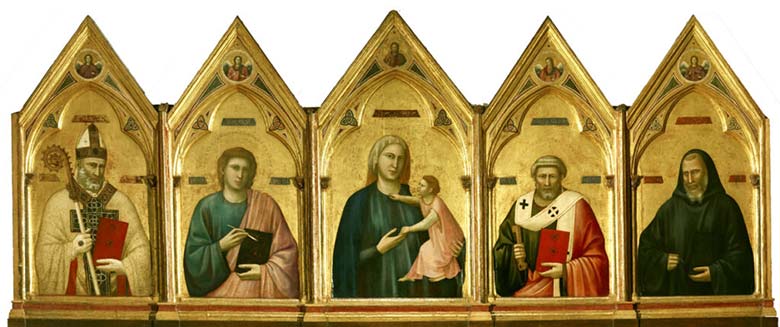 Le Arti al tempo dell'esilio ! Giotto, Polittico di Badia, 1300 circa, tempera su tavola, Gallerie degli Uffizi