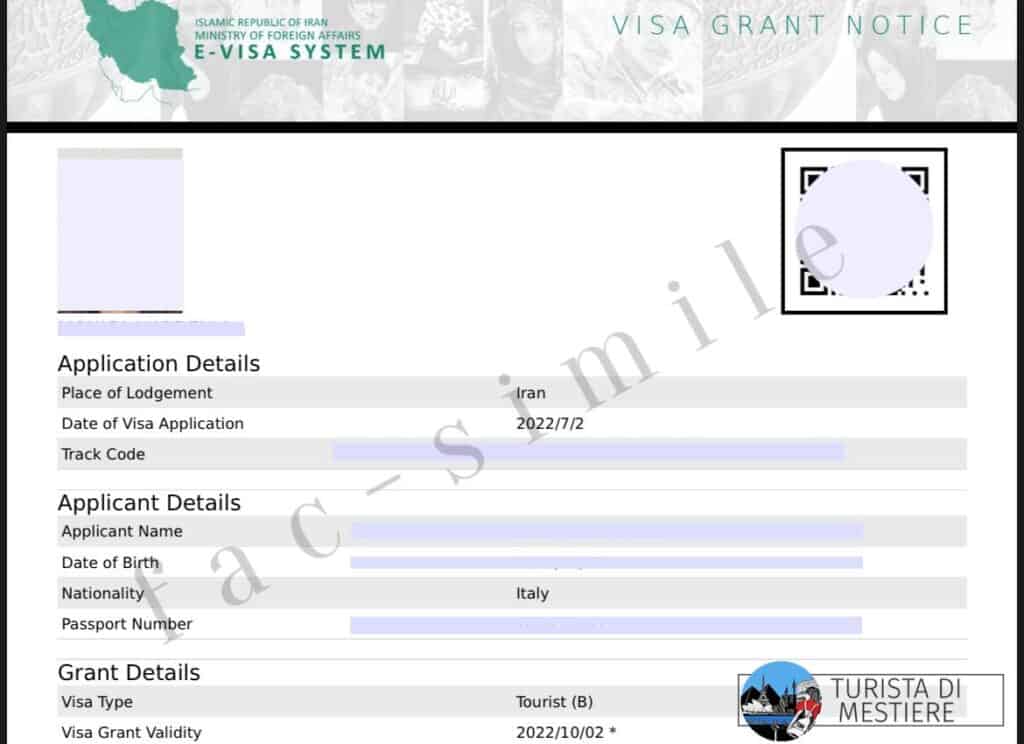fac-simile-Iran-Electronic-Visa