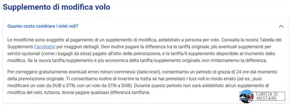 modifica volo ryanair gratis