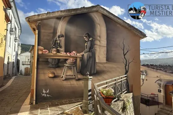 Murales-San-Fele-Donne e la carne I murales di San Fele